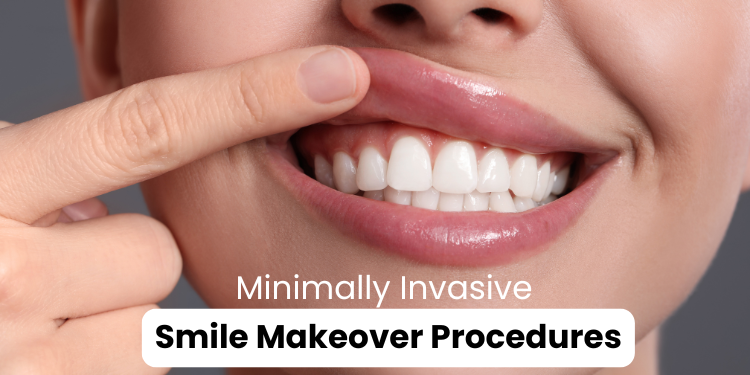 Patient undergoing minimally invasive smile makeover procedures including tooth contouring and gum reshaping for a natural smile.